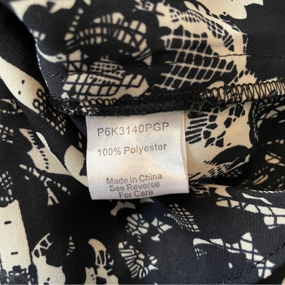 Parker Medium Black & Ivory Mini Dress ~ Smocked Waist Festive Party Cocktail - Picture 10 of 10